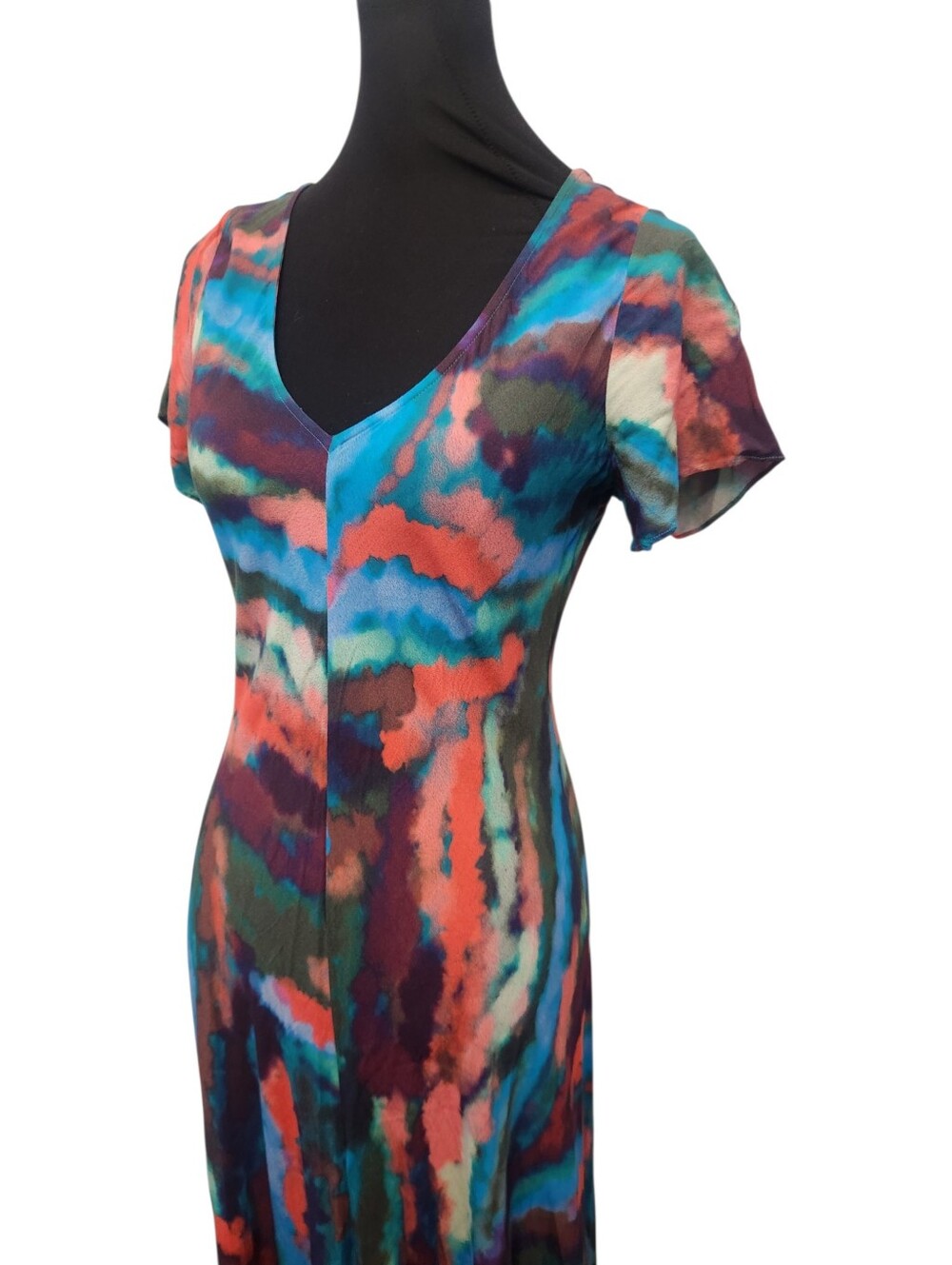 Soft Surroundings Maxi Zina Dress Small Colorful Tie Dye V Neck Short Sleeve - Picture 6 of 10
